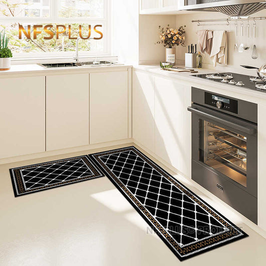 Geometric Kitchen Carpet Floor Mat Rugs Polyester Fiber Printed Home Decorative Anti-Slip Hallway Door Mats Entrance Doormat