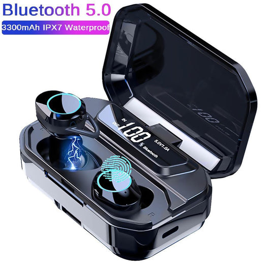 G02 TWS Bluetooth 5.0 Stereo Earphone Touch Wireless Earphones IPX7 Waterproof Earphones 3300mAh LED Display Smart Power Bank