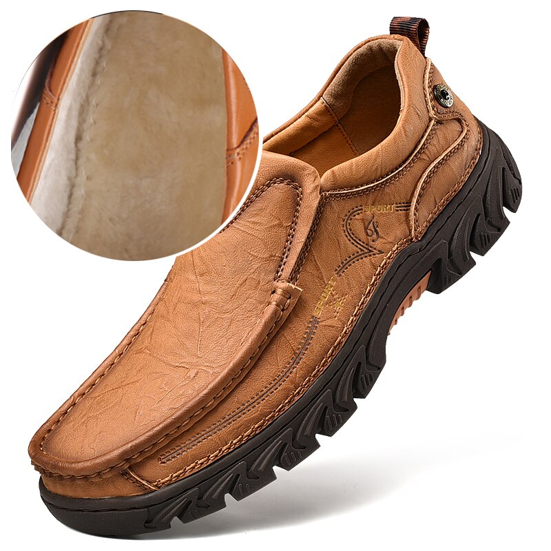 Outdoor High Quality Men&#39;s Shoes 100% Genuine Leather Casual Shoes Waterproof Work Shoes Cow Leather Loafers Slip on Footwear 48