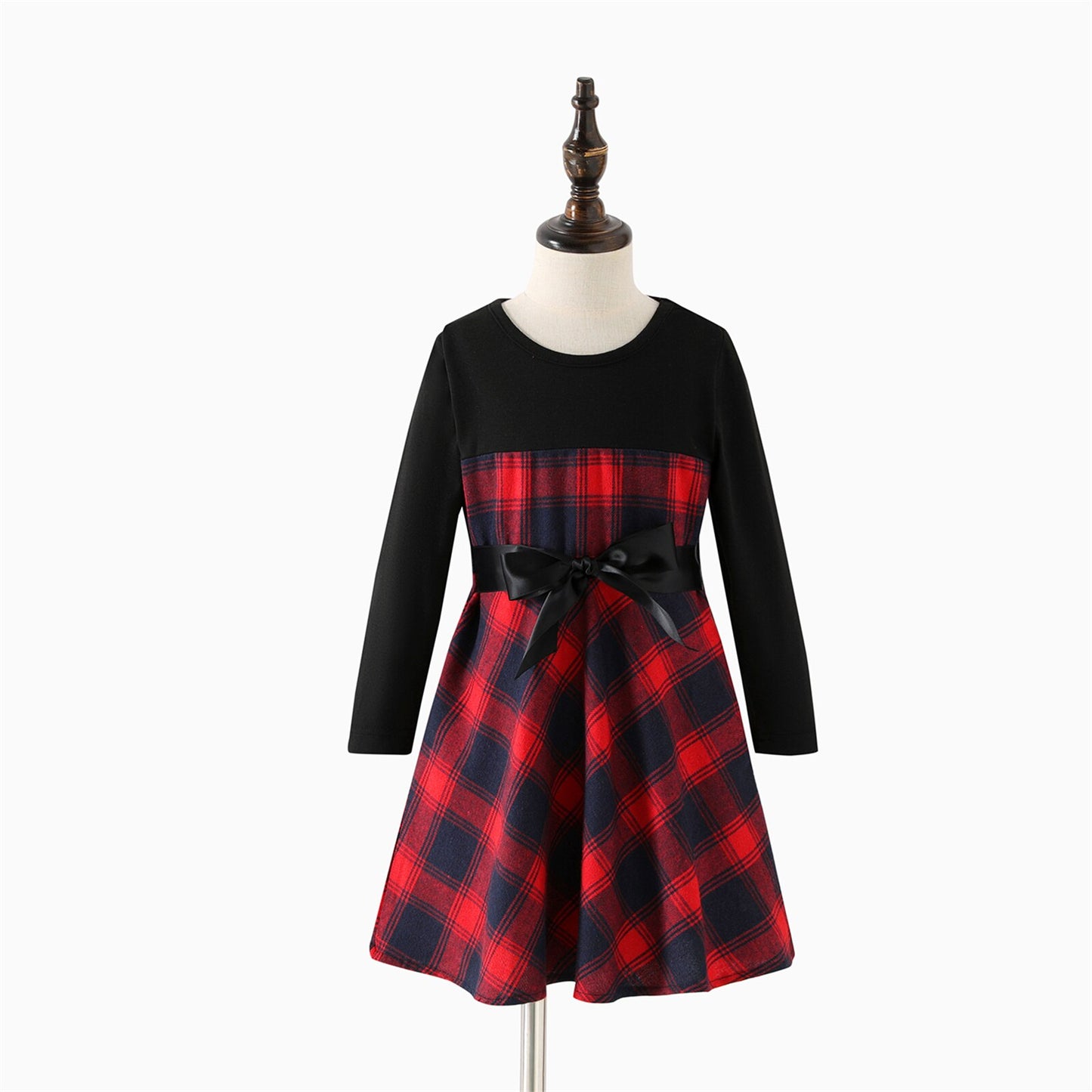 PatPat Family Matching Contrast Plaid Long-sleeve Dresses and T-shirts Sets
