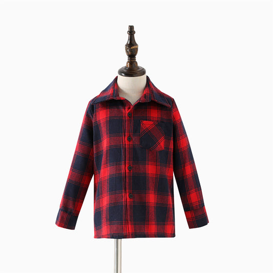 PatPat Family Matching Contrast Plaid Long-sleeve Dresses and T-shirts Sets