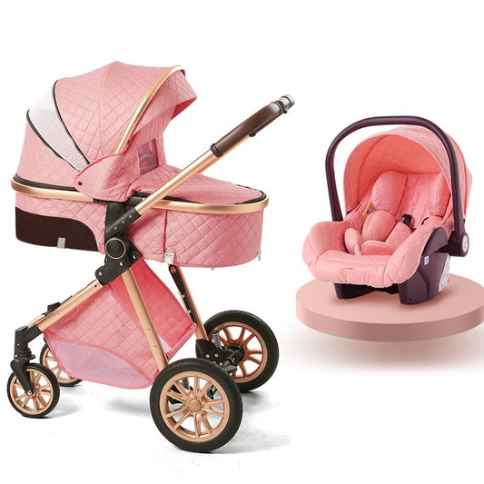 Luxury Multifunctional Baby Stroller 3 in 1 High Landscape Baby Pram Adjustable Baby Bassinet Infant Carseat Free Shipping